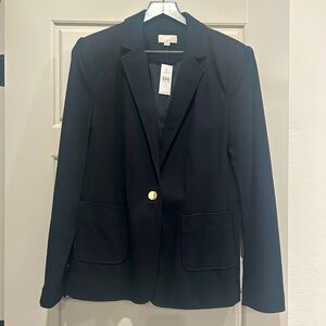 Black blazer with gold button detail